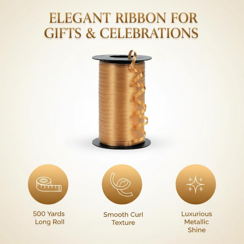 Berwick 1 15 Splendorette Crimped Curling Ribbon, 3/16-Inch Wide by 500-Yard Spool, Gold,1 Pack - Image 2